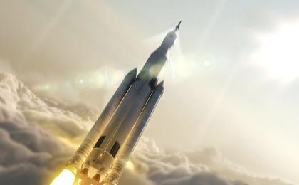 View image for Space Launch System Rocket Clearing the Clouds